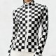 Women's checkered pattern fitted top