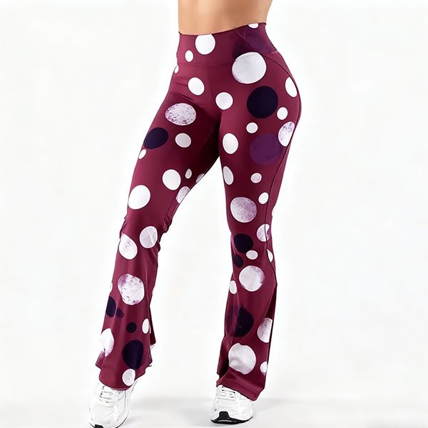 Women's slim-fit red polka dot yoga pants