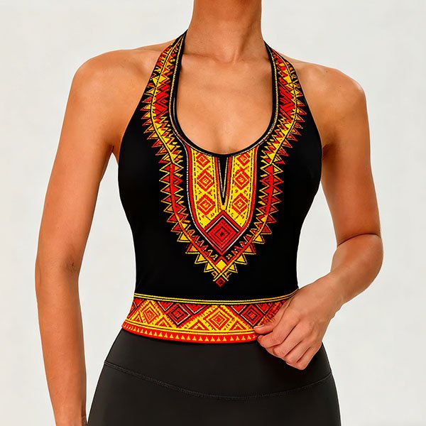 Women's halter neck design gold element summer camisole