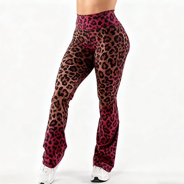 Women's Slim Fit Red Leopard Print Yoga Pants