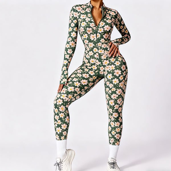 Women's Slim Fit Floral Print Yoga Suit