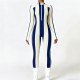 Women's Blue and White Striped Yoga Suit